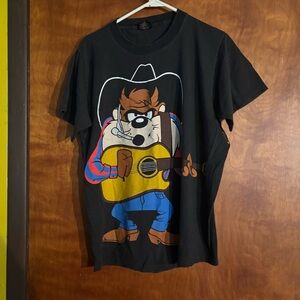 Vintage Looney Tunes Taz T Shirt Sz Large Garth Brooks country music 90s USA